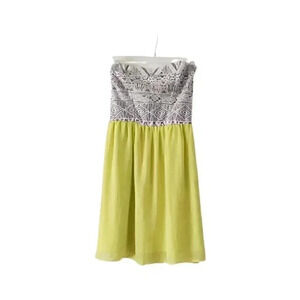 Xhilaration Black & White Tribal Print Neon Chiffon Skirt Strapless Mini Dress